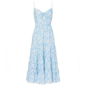Yumi Kim Good Times Dress Floral Sleeveless Tiered Midi Sundress Blue XL